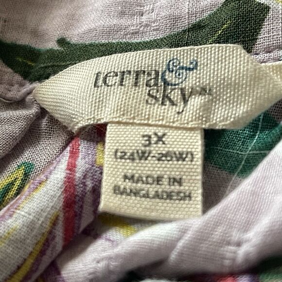 3X (24W-26W) Terra & Sky Woman's Plus Size Short Sleeve Peasant Top Lilac Ruffle - Picture 10 of 11